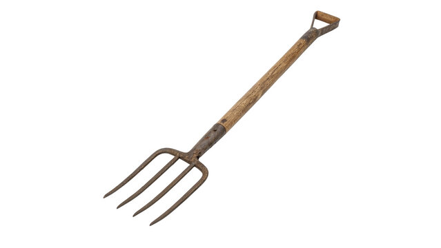 single old pitchfork isolated on transparent background