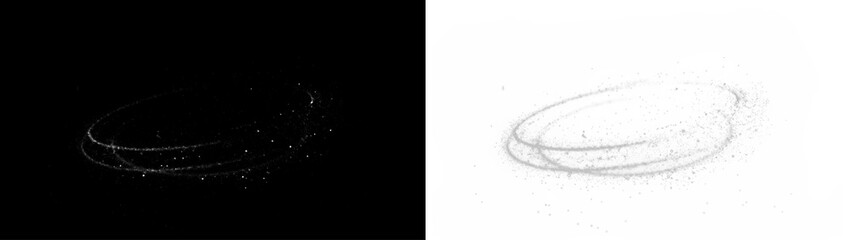 Abstract light trails on black and white backgrounds with copy space