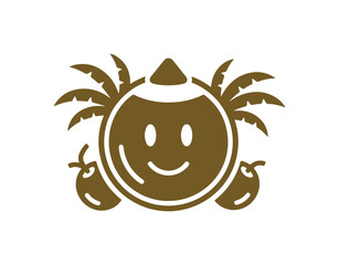 Coconut glyph symbol, tropical nuts, coconut vector symbol, vector art, editable stroke solid mark