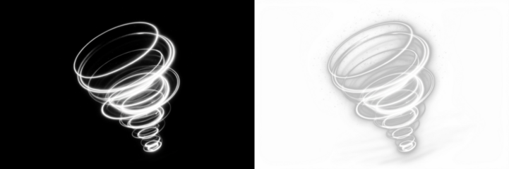 Abstract swirling light spiral illustration with contrasting backgrounds