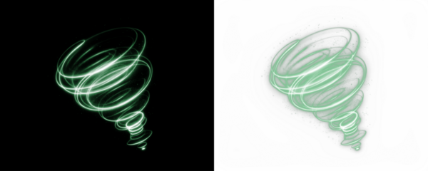 Green swirling light effect illustration with copy space for design