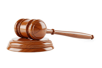 Dark Wooden Gavel on Sound Block Symbol of Law and Order