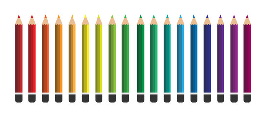 Set of Color Pencils &ndash; Vector Illustration. Flat Design. Art and School Tools