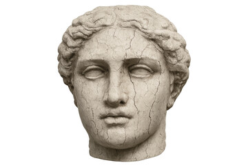 Obraz premium Ancient greek bust cracked texture transparent background