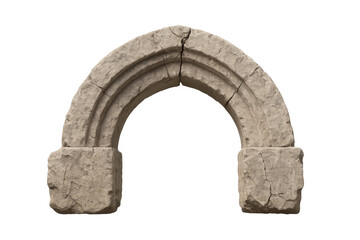 Ancient stone arch ruin with transparent background