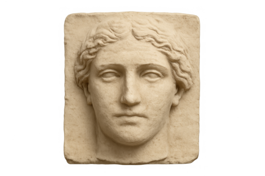 Ancient greek sculpture relief of a woman's face - Powered by Adobe