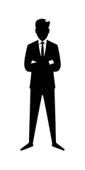 Businessman Silhouette Standing with Crossed Arms Pose