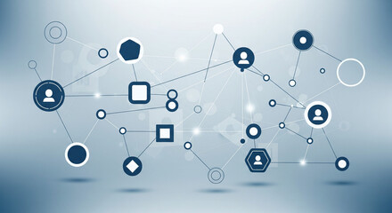 Abstract network of interconnected nodes representing social connections and communication