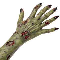 Green decaying zombie hand isolated on a transparent background png