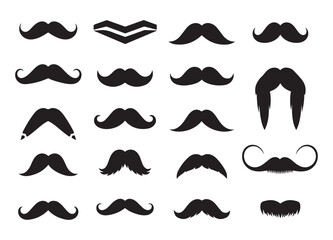 Collection of various mustache styles, showcasing different shapes and designs for facial hair.