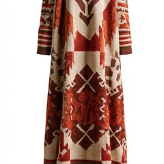 Patterned Sweater Dress on White Background