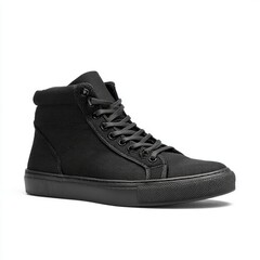 High-Top Black Sneaker on White Background