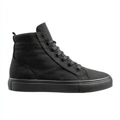 Black High Top Shoe on White Background