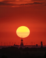 Cologne against sunset, North Rhine Westphalia, Germany