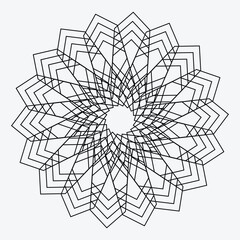 Black and white abstract floral snowflake mandala pattern design vector ornament winter decoration