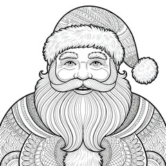 Detailed vector illustration of santa claus for scalable eps coloring pages and festive graphics silhouette vector illustration white background