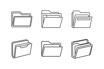 expanding folder icon line art vector illustration