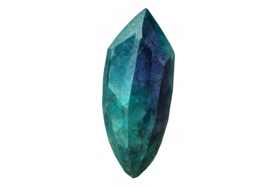 Crystal gemstone with faceted details and transparent background