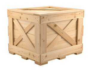 Wooden crate isolated on transparent background