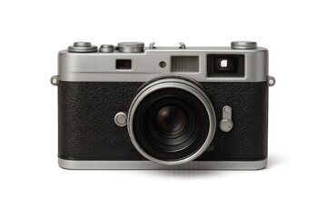 Vintage analog film camera with transparent background