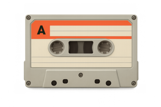 Retro audio compact cassette tape with blank label