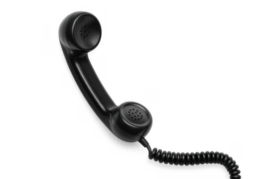Black vintage telephone handset with spiral cord