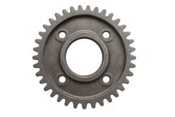 Rusty metal gear cog machine part on a transparent background