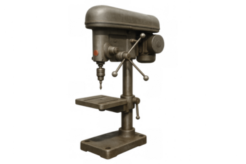 Vintage drill press machine isolated on transparent background