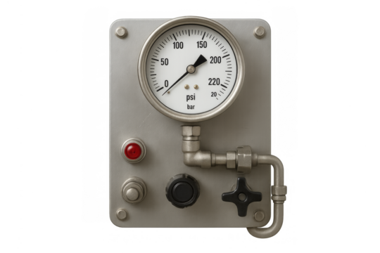 Industrial pressure gauge control panel dial measuring
