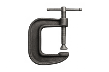 Gray metal c-clamp tool for gripping workpieces