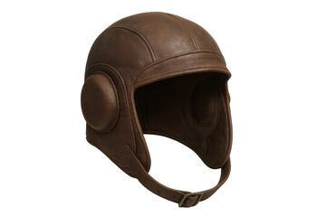 Naklejka premium Vintage brown leather aviator helmet for pilot