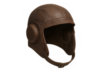 Vintage brown leather aviator helmet for pilot