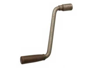 Old vintage crank handle tool with wooden grip