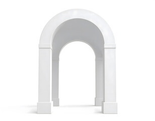 Fototapeta premium A Minimalist 3D Render of a White Archway with Columns and a Curved Top, Isolated on White