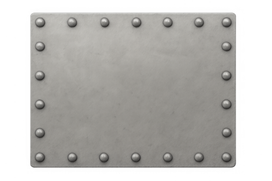 Metal plate with rivets on transparent background