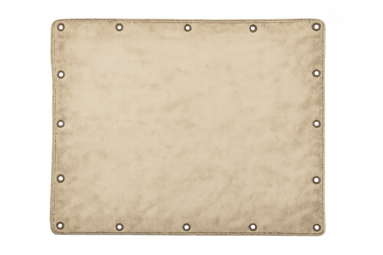 Vintage canvas banner with grommets on transparent background - Powered by Adobe