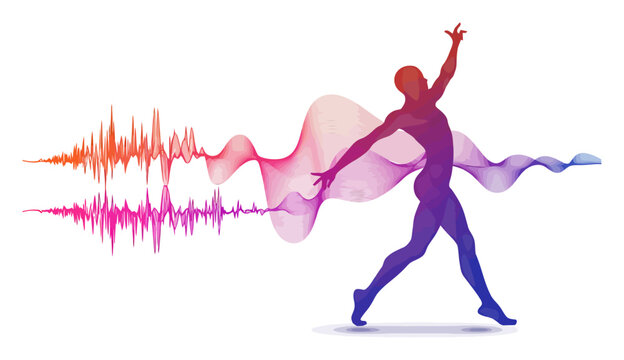 Abstract Sound Wave Dancing Figure - Music Festival Poster Design