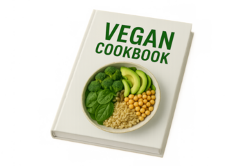 Vegan cookbook showing healthy plant-based diet recipes