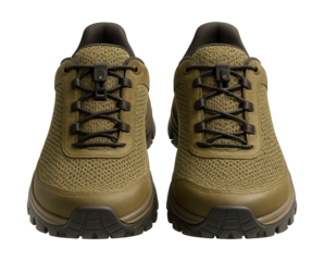 Breathable mesh hiking shoes with a durable rubber sole and quick-lace feature.