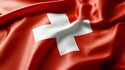 Waving Swiss flag. National symbol of Switzerland, red and white colors. - Powered by Adobe