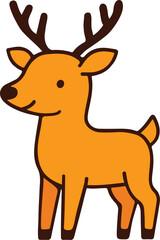 Cute Reindeer Cartoon Vector Icon, Deer with Antlers on White.