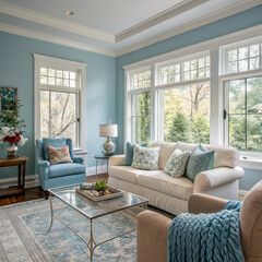 Beautiful blue modern living room