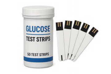 Glucose test strips bottle with multiple test strips