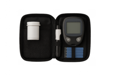 Diabetes blood sugar glucose meter kit with transparent background