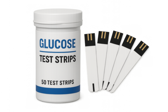 Glucose test strips bottle with multiple test strips