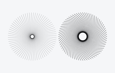 Abstract black and white spiral vector design with colorful 3D shapes and decorative patterns