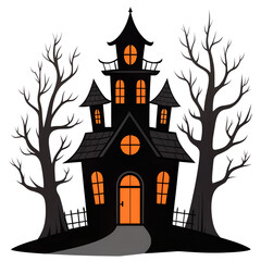 Halloween haunted house spooky vector illustration for halloween themed design and decoration use