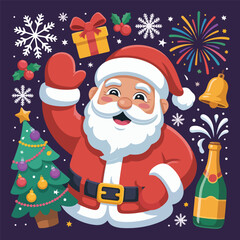 Christmas and New Year Icon Set – Holiday Celebration, Winter Festival, and Party Symbols Vector