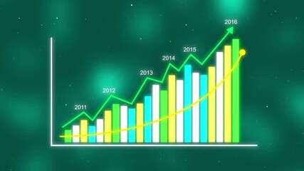 Representing Business Growth and Financial Data. Graph showing yearly business growth. Graph chart showing business success. Business growing up Happy new year 2016. - Powered by Adobe