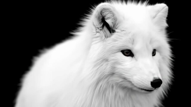 Arctic Fox in Winter - A Stunning Portrait Against Black.